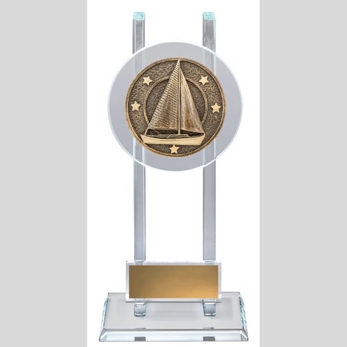 Sailing-themed Spartan glass award trophy